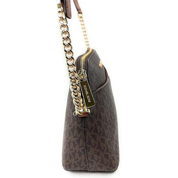 NWT Michael Kors Womens Jet Set Medium Crossbody Leather Handbag (BROWN)-OS - Picture 4 of 7